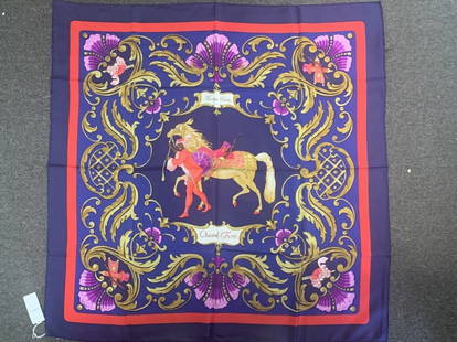 HERMES SCARF CHEVAL TURC BYCHRISTINE VAUZELLES: . Please be advised that by placing a bid, you are entering into a legally binding contract with DejaVu Estate Sales & Auctions, LLC (DejaVu). If you are the successful winning bidder, you have a