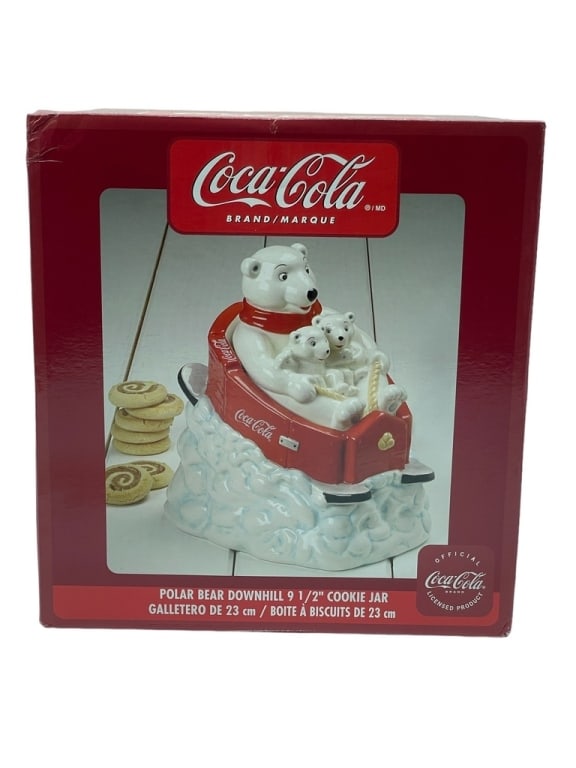NEW! COCA COLA POLAR BEAR CERAMIC COOKIE JAR (1 of 2)