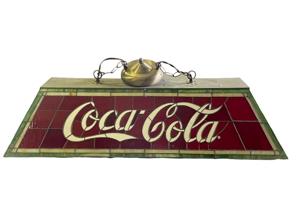 HANGING LONG RECTANGULAR  GLASS COCA COLA SIGN (1 of 8)