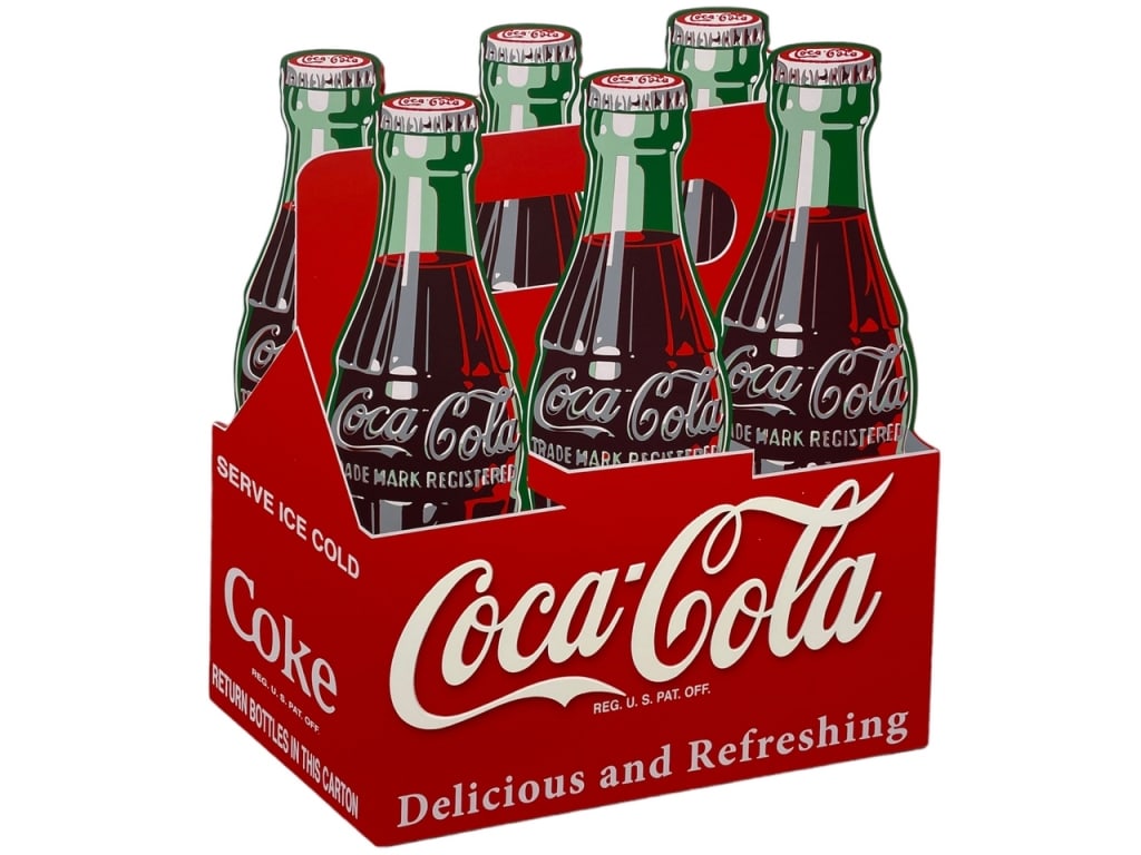 COCA COLA CANISTER AND BOTTLES OF COLA SIGN: -COCA COLA CANISTER AND BOTTLES OF COCA COLA SIGN -B1