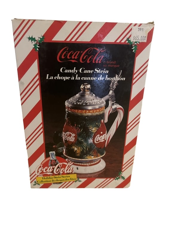 NEW IN BOX! COCA-COLA CANDY CANE STEIN (1 of 2)
