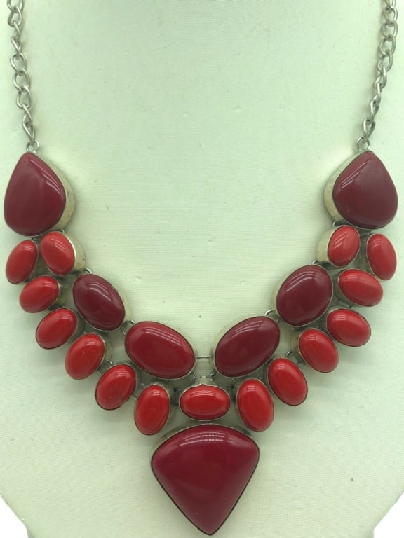 Sterling Red Crystal Necklace (1 of 3)