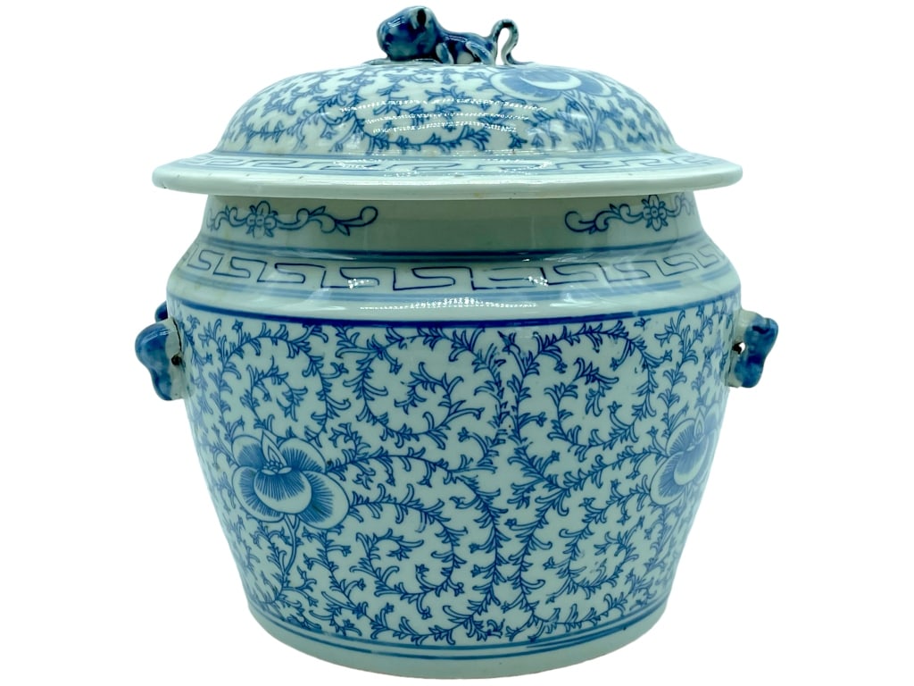 VTG HAND MADE COBALT BLUE & WHITE ASIAN RICE JAR (1 of 7)