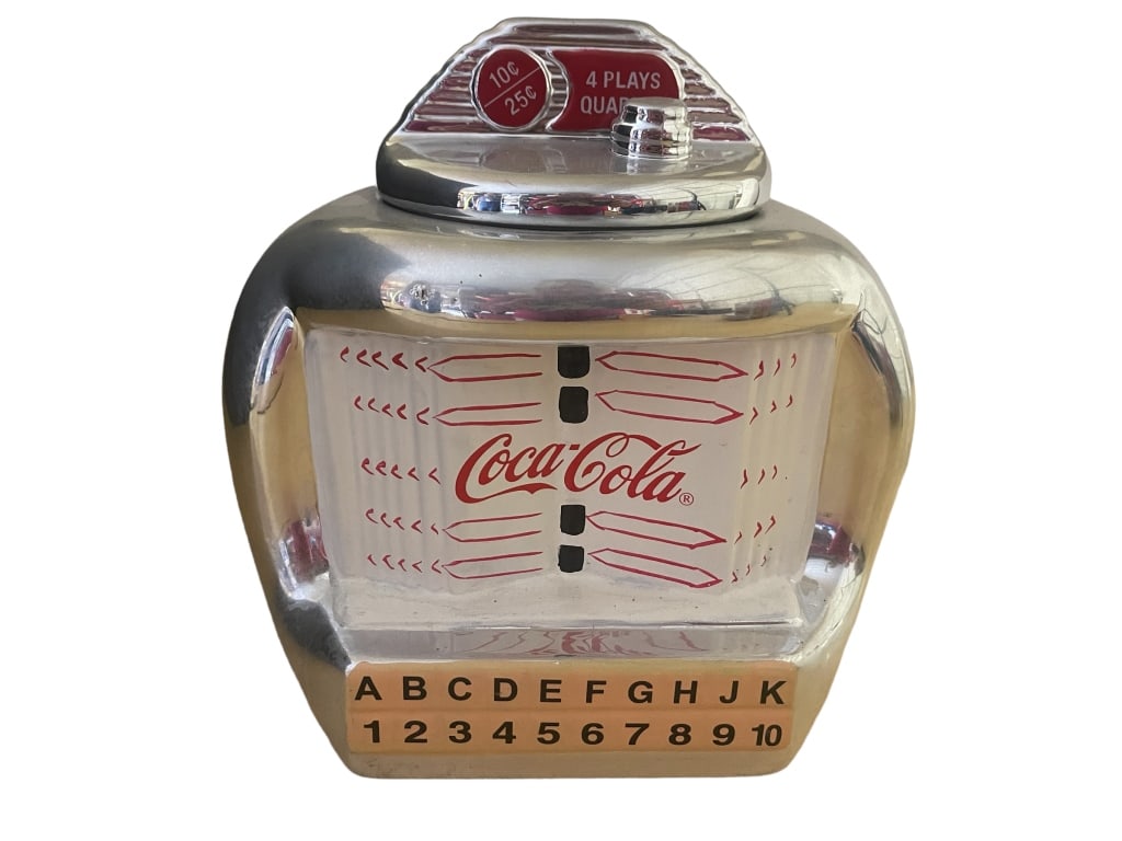 NEW COCA-COLA JUTE BOX COOKIE JAR (1 of 4)