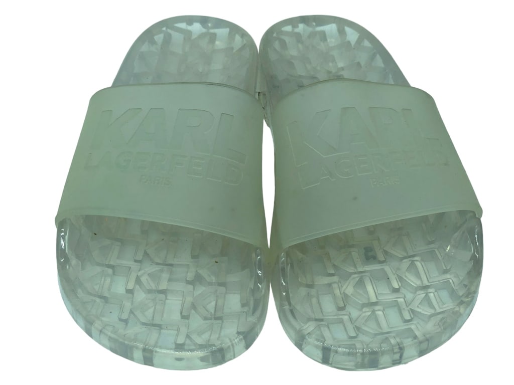 KARL LAGERFELD SLIPPERS: KARL LAGERFELD SLIPPERS -GOOD PRE-OWNED CONDITIONSR