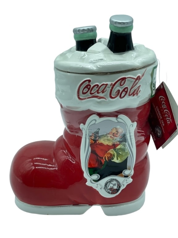 VINTAGE COCA-COLA STOCKING COOKIE JAR: VINTAGE COCA-COLA STOCKING COOKIE JAR -VERY GOOD PRE-OWNED CONDITIONB1