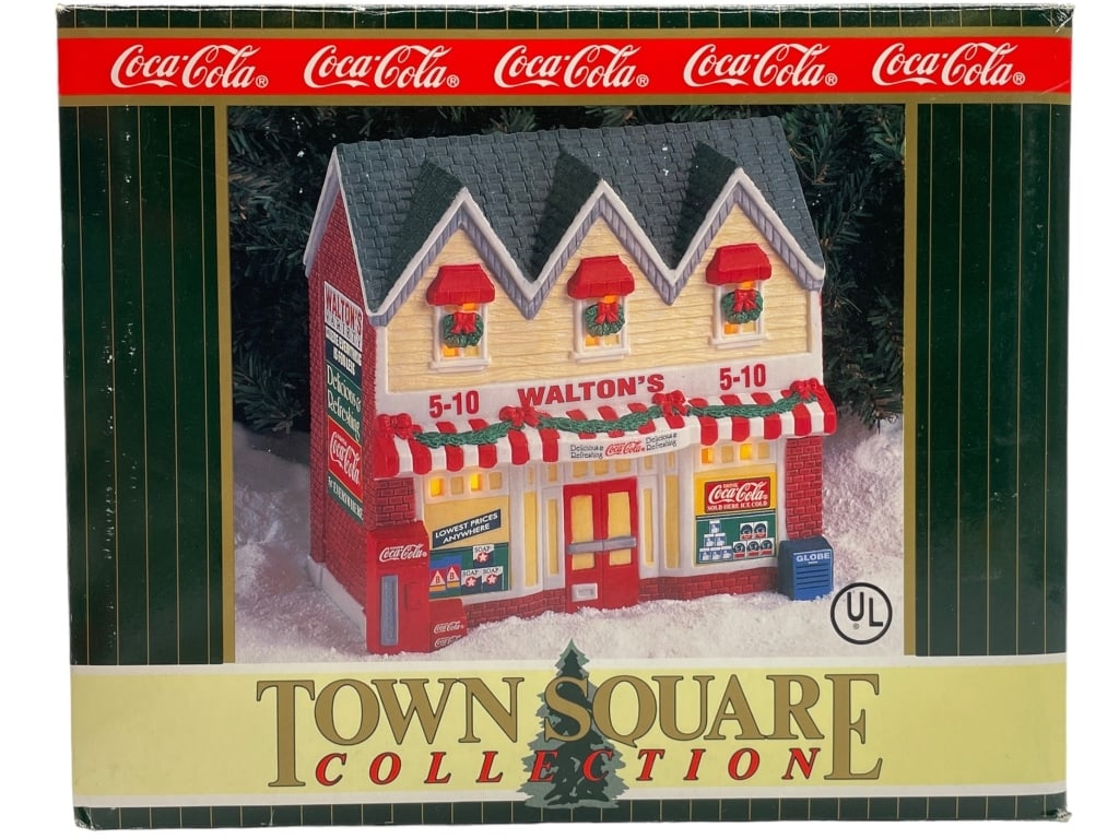 NEW! WALTON'S STORE COCA-COLA TOWN SQUARE: -NEW! WALTON'S STORE COCA-COLA VILLAGE PIECE -NEW IN BOX-B1