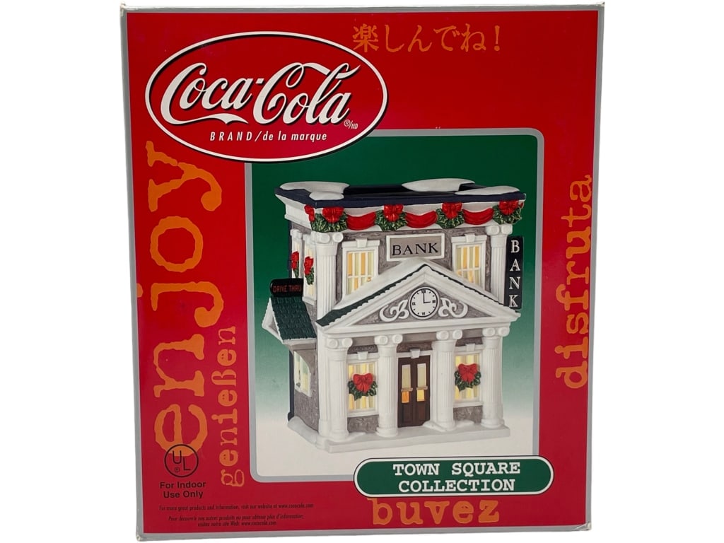 NEW! COCA-COLA TOWN SQUARE BANK VILLAGE DECOR: -NEW! COCA-COLA TOWN SQUARE BANK VILLAGE DECORATIVE PIECE-NEW IN BOX-B1
