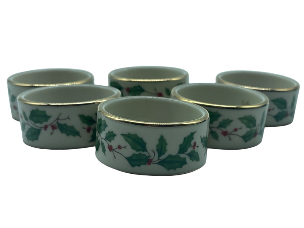 SET OF LENOX HOLIDAY NAPKIN RINGS: SET OF LENOX HOLIDAY NAPKIN RINGS. This item will not be available for pickup until on/after Friday 9/29 by appointment only. Please be advised that by placing a bid, you are entering into a legally b