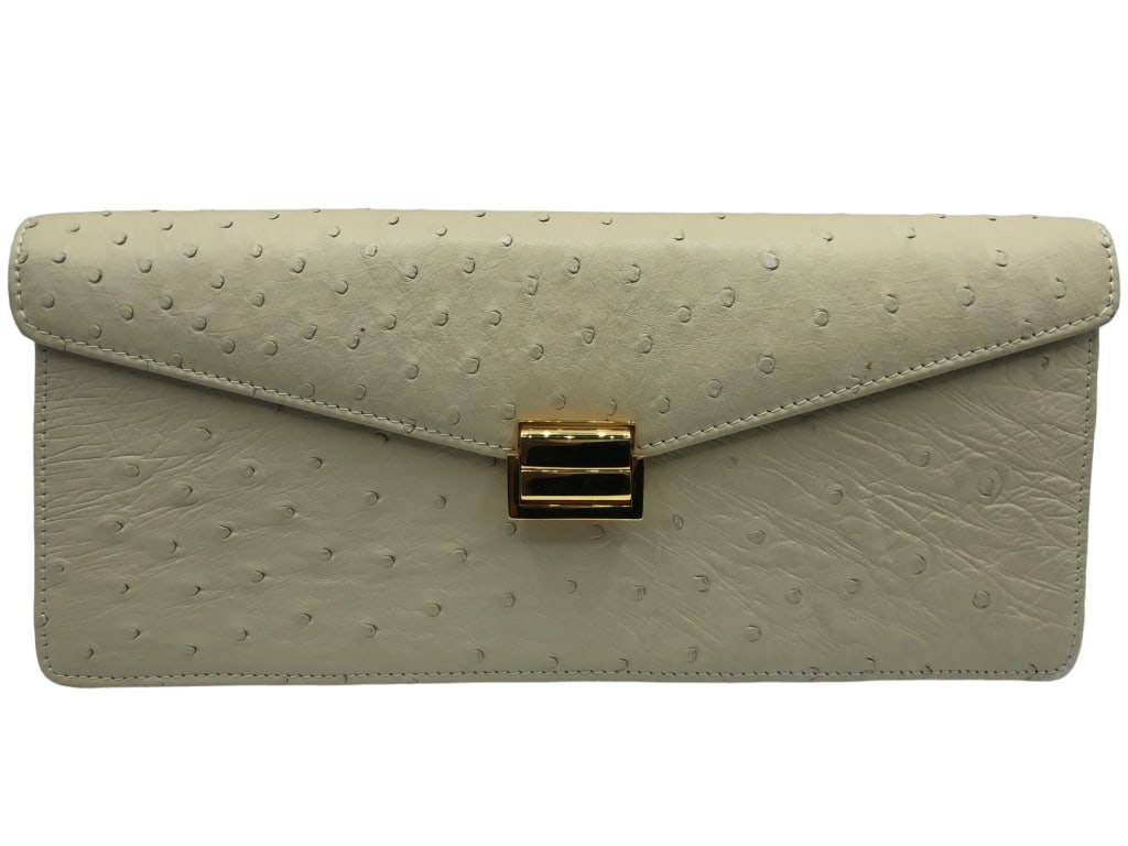 NEW LALO BEIGE OSTRICH LEATHER WOMENS ITALIAN HAND (1 of 5)