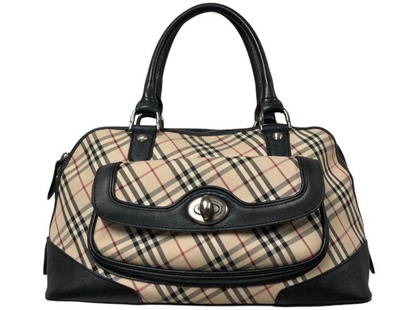 BURBERRY FRONT POCKET BOWLER BAG SHOULDER BAG: BURBERRY SHOULDER BAG FRONT POCKET BOWLER BAG BEIGE/BLACK CANVAS NOVA CHECK CANVAS 12.5*8*5 IN NONE CONDITION RATING AB AAX8479 BOX 8K ALL BAGS HAVE BEEN AUTHENTICATED Please be advised that by placin