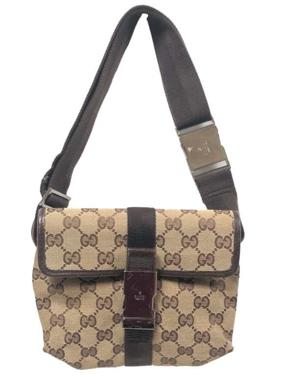 GUCCI MONOGRAMMED CANVAS BELT SHOULDER BAG (1 of 6)