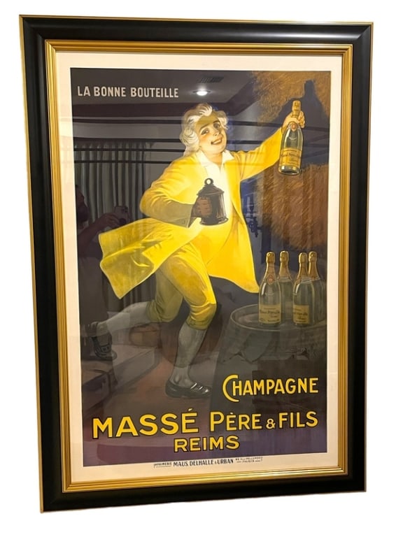 LRG AUZOLLE MARCELLIN CHAMPAGNE AD LITHO PRINT 46" (1 of 5)