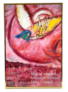 MARC CHAGALL MUSEE NATIONAL MESSAGE BIBLIQUE PRINT: MARC CHAGALL MUSEE NATIONAL MESSAGE BIBLIQUE POSTER PRINT FRAMED -23" X 16" -VERY GOOD PRE OWNED CONDITION, MINOR WEAR-DP81023 Please be advised that by placing a bid, you are entering into a legally