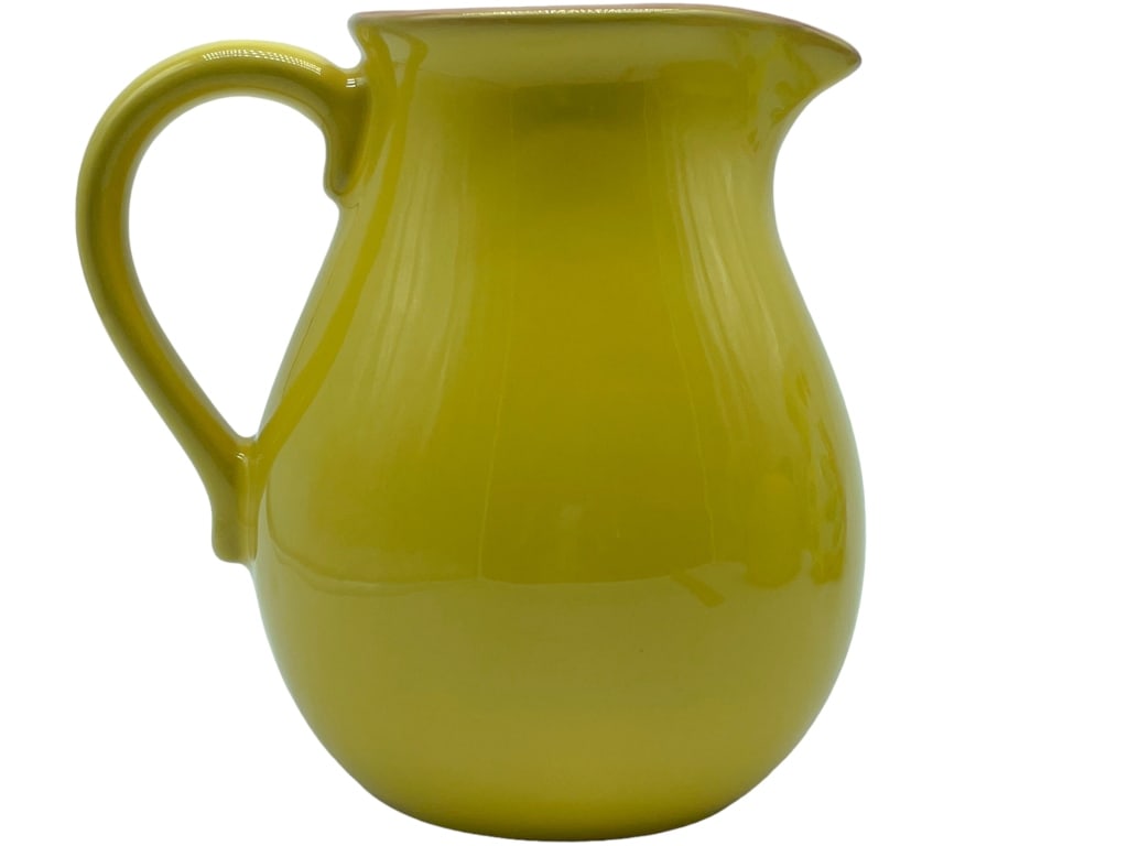 HANDMADE CERAMIC PITCHER WITH YELLOW GLAZE 8" (1 of 4)