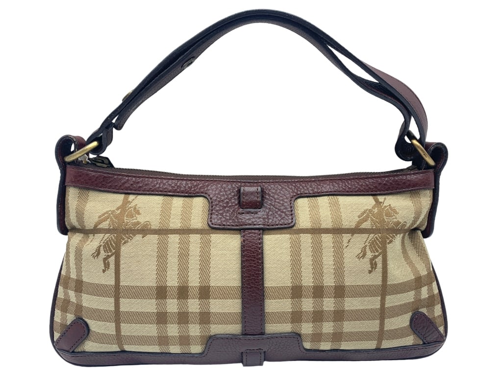 BURBERRY HAYMARKET CHECK SMALL ZIP HOBO SHOULDER B (1 of 5)