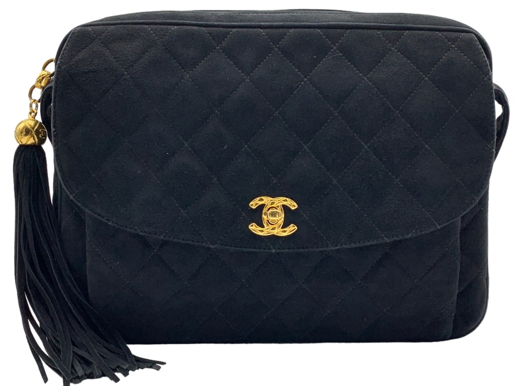 CHANEL QUILTED SUEDE FRONT POCKET SHOULDER BAG (1 of 5)
