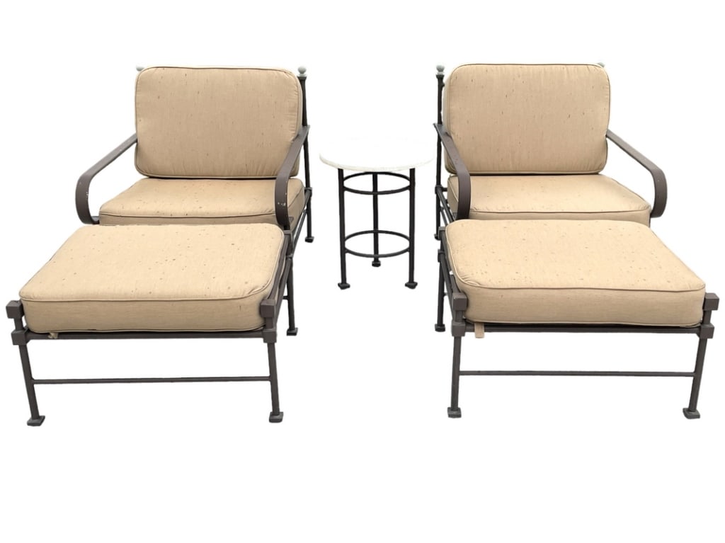 OUTDOOR PATIO LOUNGE CHAIRS WITH OTTOMAN & TABLE (1 of 8)