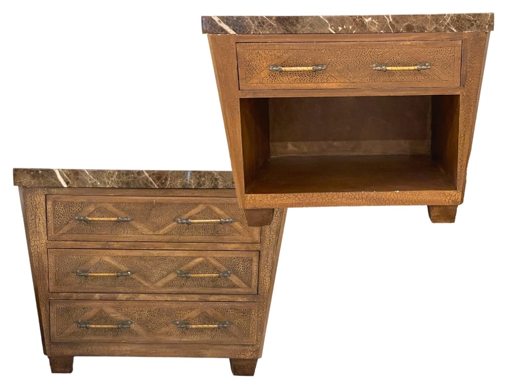 COASTAL BEDROOM END TABLES 36": COASTAL BEDROOM END TABLES-28" X 36" X 24" APPROX EACH-PRE OWNED CONDITION, WEAR-DP8323