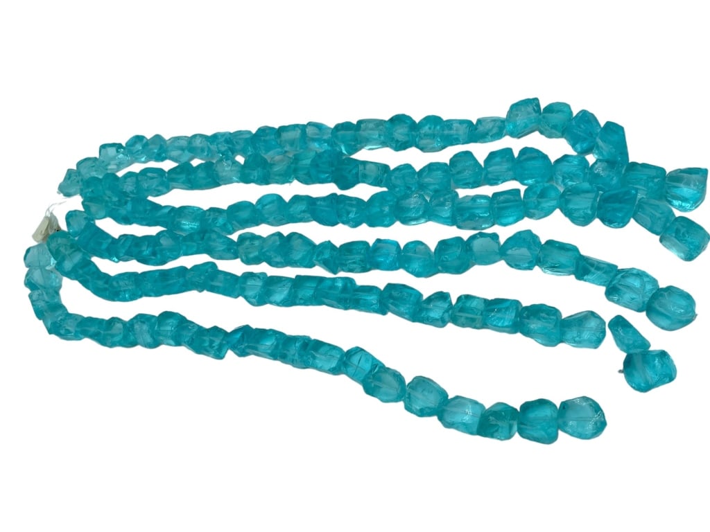 (6) STRANDS OF AQUA QUARTZ ROUGH CUT BEAD NUGGETS (1 of 3)