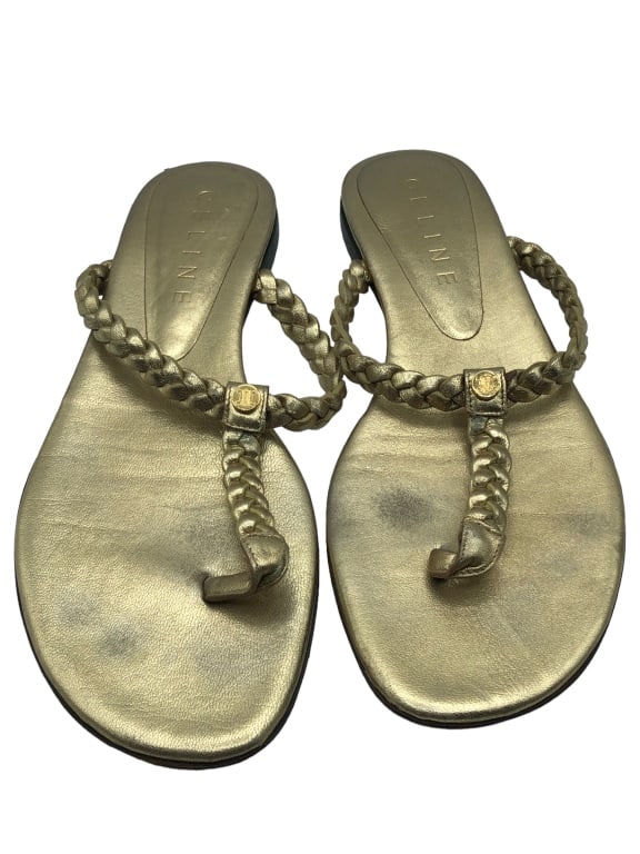 CELINE GOLD LEATHER FLIP FLOPS  - 37 (1 of 3)