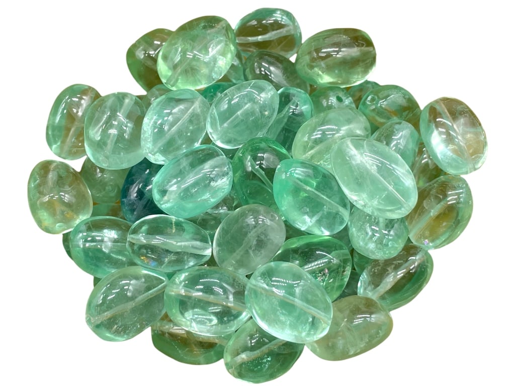 65 PUFFEED OVAL FLUORITE GEMSTONE BEADS: -65 PUFFEED OVAL FLUORITE GEMSTONE BEADS -SIZE: 16 X 20MM-GREAT FOR DIY JEWELRY & ARTS CRAFTS-JR BTQ SLF 09/07