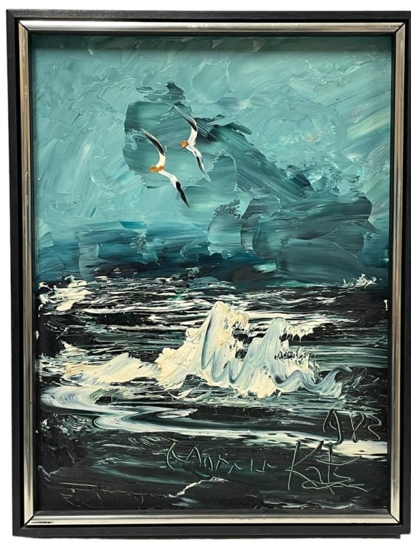 MORRIS KATZ COASTAL OIL PAINTING 17" (1 of 3)