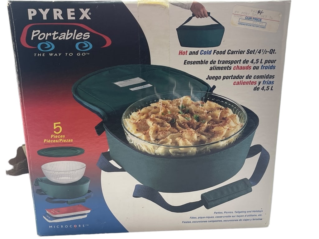 PYREX PORTABLE HOT AND COLD FOOD CARRIER: PYREX PORTABLE HOT AND COLD FOOD CARRIER