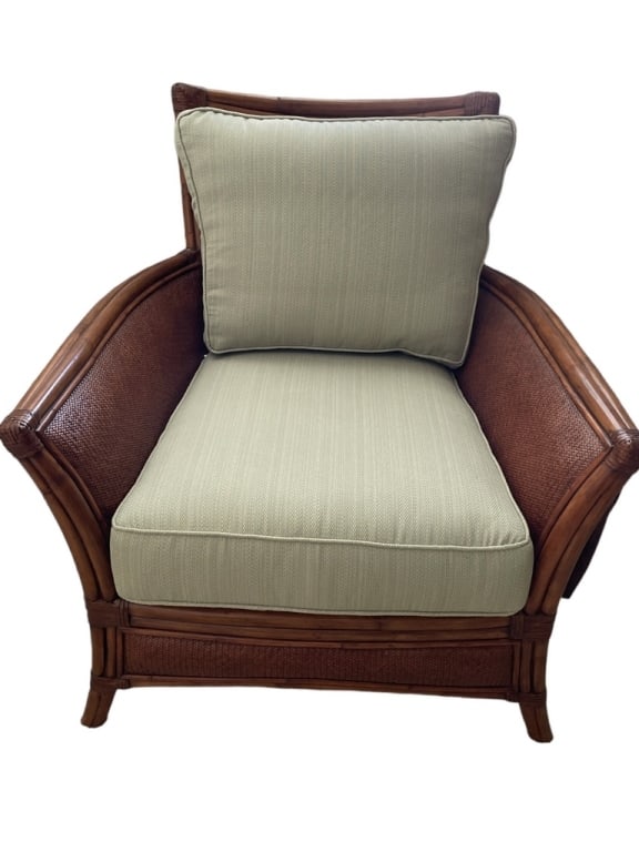 TOMMY BAHAMA STYLE RATTAN CANE ARMCHAIR 35" (1 of 8)