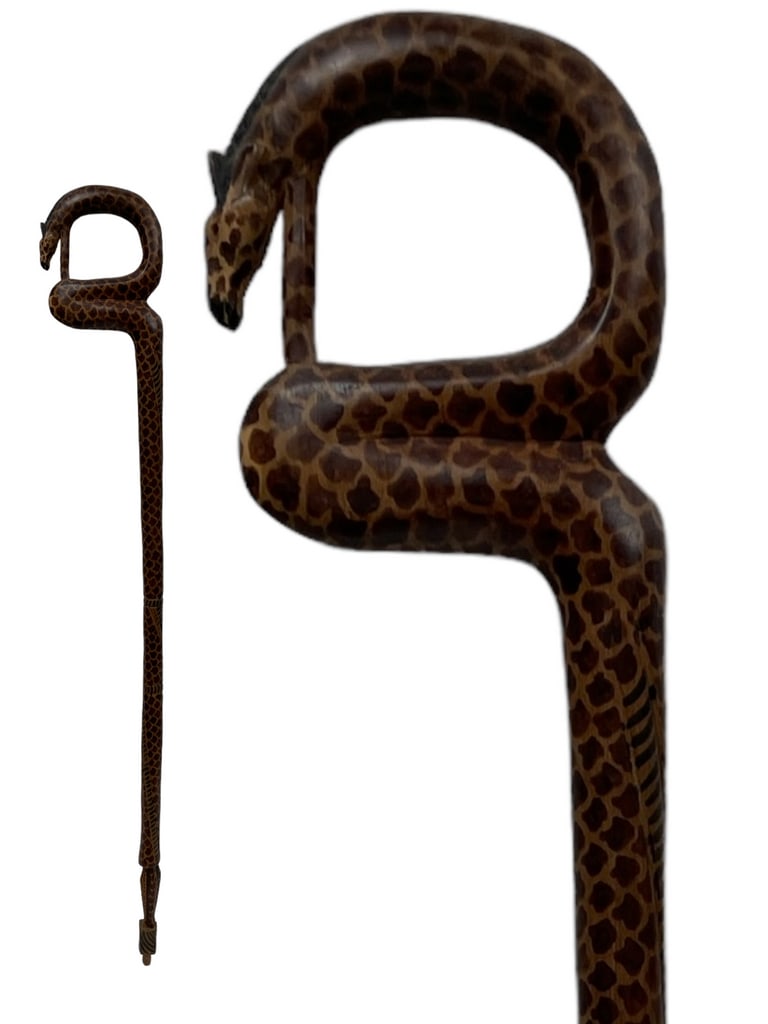 VTG AFRICAN GIRAFFE WOOD CANE WALKING STICK 35" (1 of 4)