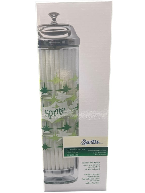 NEW SPRITE STRAW DISPENSER HOLDER: NEW SPRITE STRAW DISPENSER HOLDER Please note, this item will not be available for pickup until on/after Friday, October 13th. Bidders may pick up their items from the auction-house or have thei