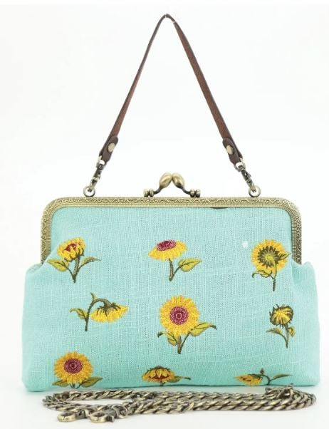 NEW SUNFLOWER KISS LOCK EMBROIDERED BAG (1 of 2)