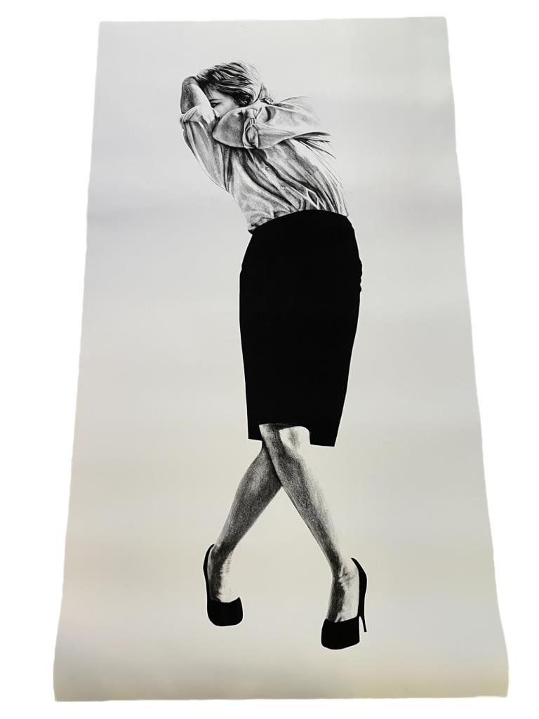 ROBERT LONGO LARGE OFFSET LITHOGRAPH PRINT 78": ROBERT LONGO LARGE OFFSET LITHOGRAPH PRINT-78" X 44" APPROX-VERY GOOD PRE OWNED CONDITION, MINOR WEAR TO EDGE-DP10623 Bidders may pick up their items from the auction-house or have their items shipped