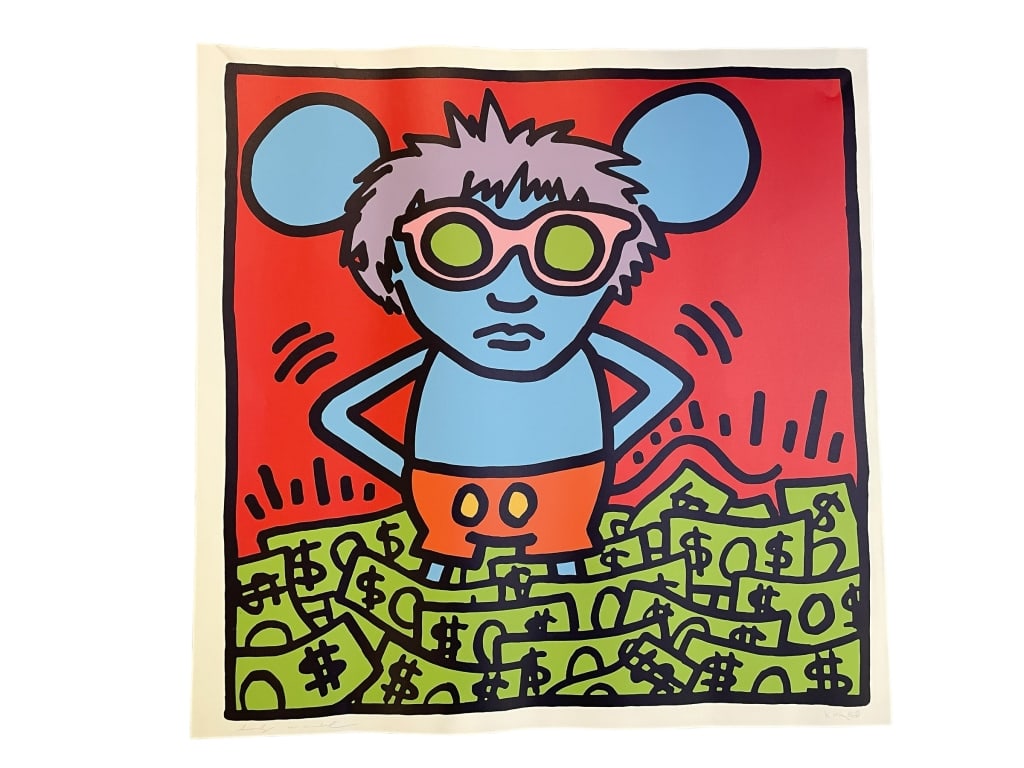 ANDY WARHOL X KEITH HARING SIGNED SCREEN PRINT 39" (1 of 7)