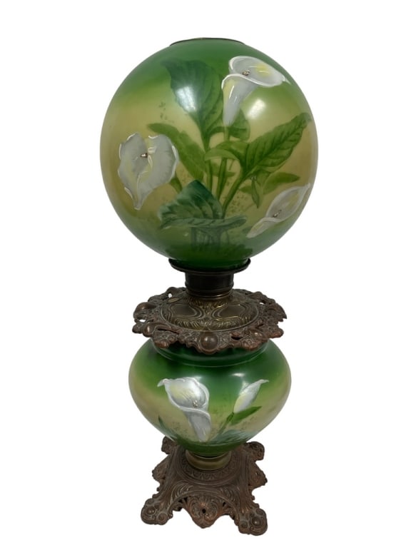 ANTIQUE HAND PAINTED GONE WITH THE WIND LAMP 25" (1 of 8)