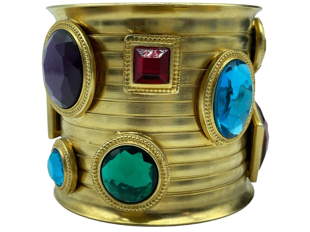 VTG JEWEL FRAME BANGLE BRACELET 3.25" (1 of 4)