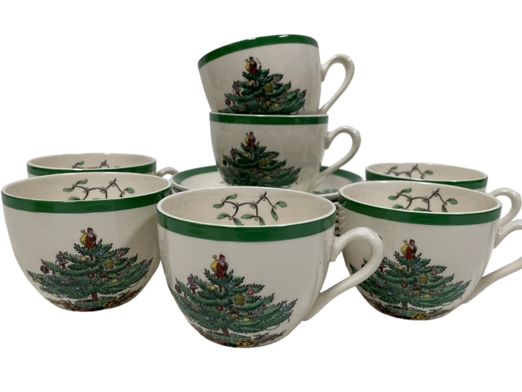 VTG SPODE CHRISTMAS TREE TEA CUP AND SAUCER SET (1 of 9)