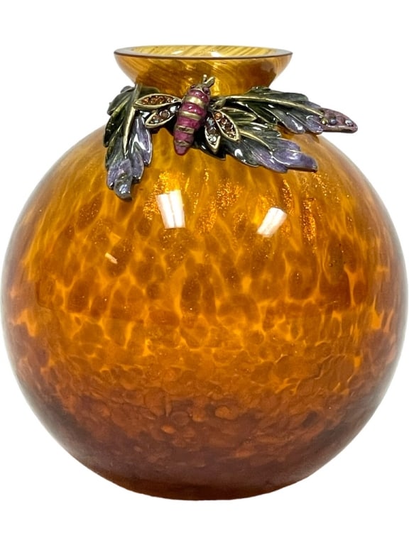 JAY STRONGWATER SWAROVSKI ENAMELED ROSE VASE 3" (1 of 5)