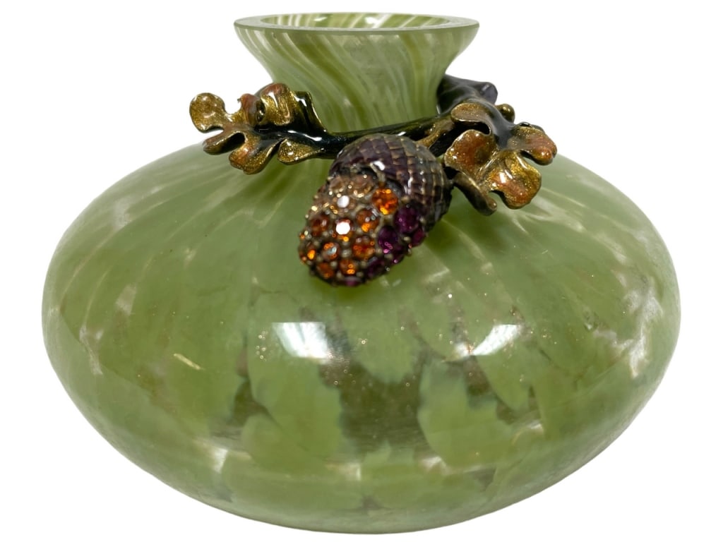JAY STRONGWATER SWAROVSKI ENAMELED ACORN VASE 3" (1 of 5)