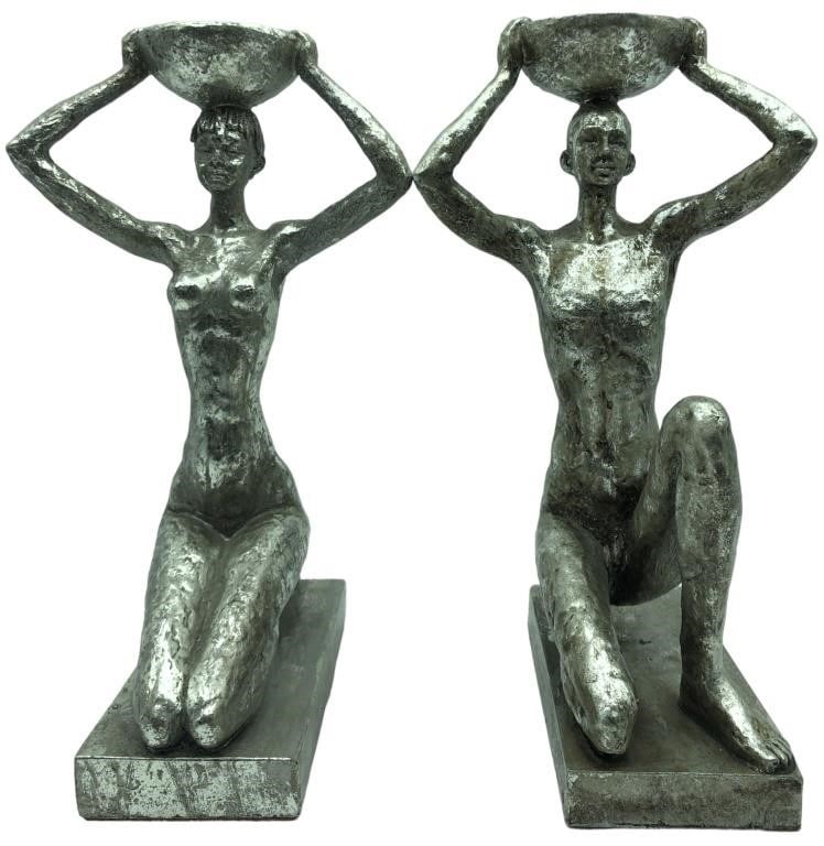 PAIR OF FIGURAL MALE FEMALE BOOKENDS 12" (1 of 3)