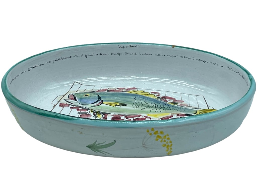 FRENCH HANDMADE DECORATIVE CERAMIC BOWL 14" (1 of 5)