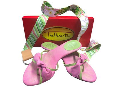 TALBOTS PINK MULTI MAREN FLAT W/ ACCENT BELT, SZ 9: TALBOTS PINK MULTI MAREN FLAT W/ ACCENT BELT, SZ 9CLASSY COORDINATES