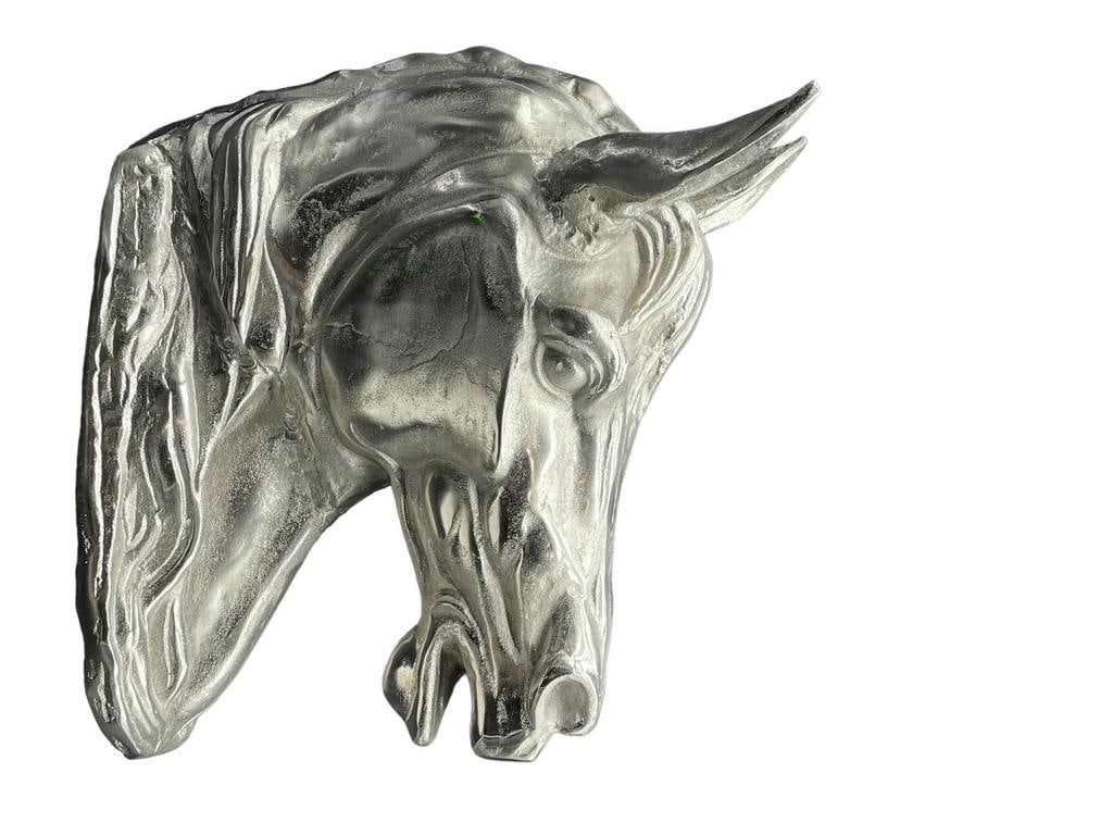 CAST METAL EQUESTRIAN HORSE BUST  WALL HANGING 18" (1 of 6)