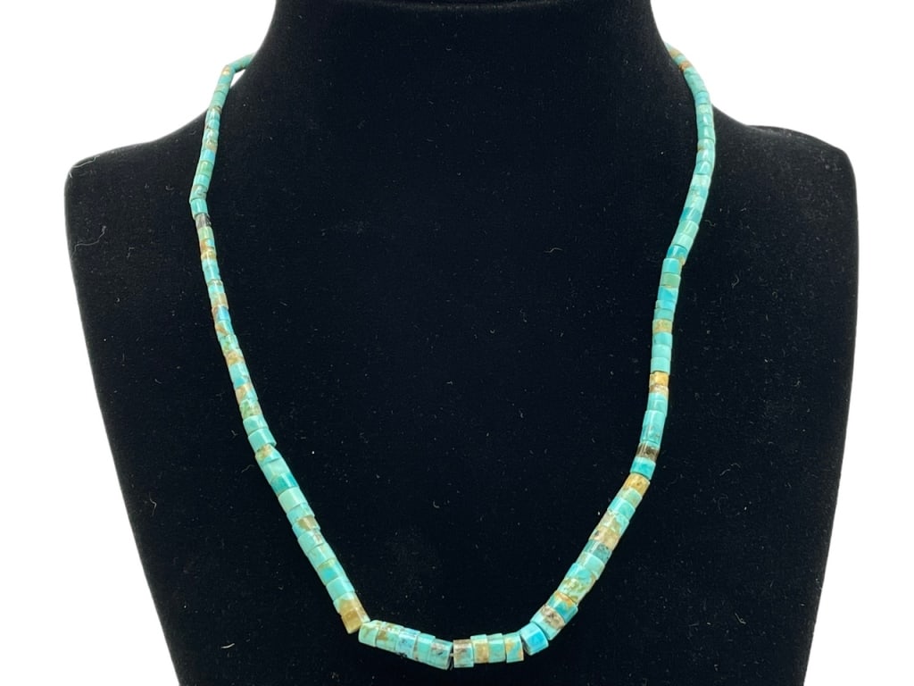 ZUNI TURQUOISE HEISHI BEADED NECKLACE 16" (1 of 2)