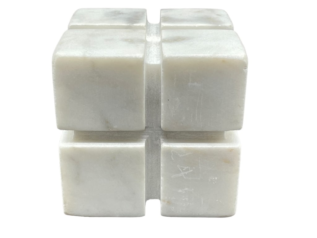 MODERN MARBLE CUBE PAPERWEIGHT SCULPTURE 3" (1 of 2)