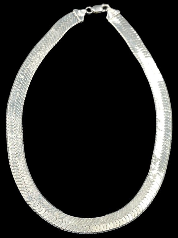 VTG STERLING SILVER HERRINGBONE NECKLACE 16" (1 of 2)