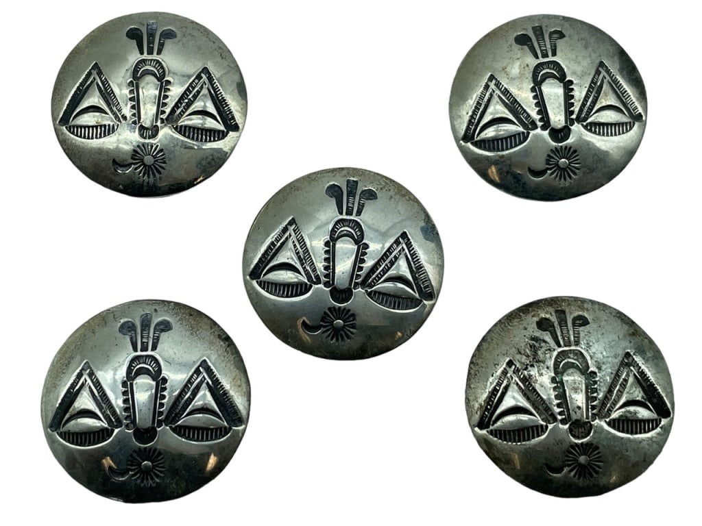 SET OF STERLING SILVER ZUNI BUTTON COVERS (1 of 4)