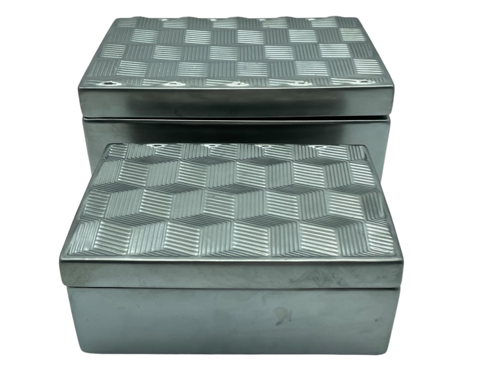 SET OF 2 POST MODERN SILVER STORAGE BOXES (1 of 7)