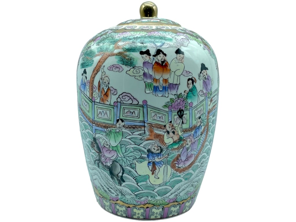 CHINESE FAMILLE ROSE STYLE URN WITH LID 13" (1 of 6)