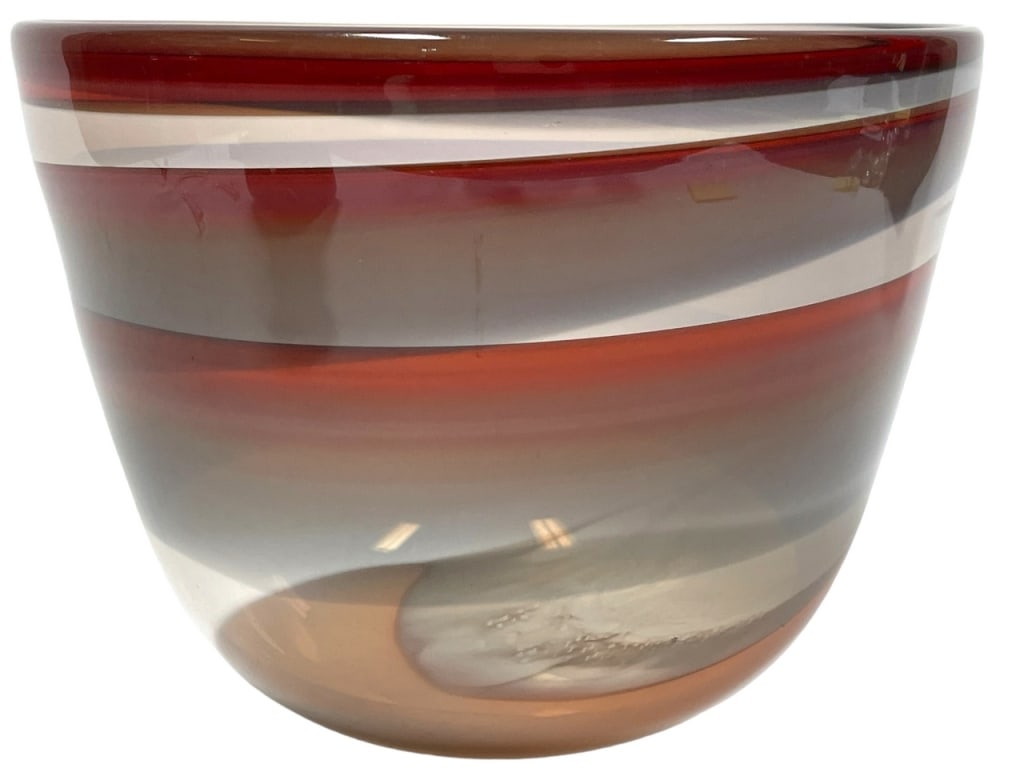 VINTAGE LARGE  MURANO STYLE ART GLASS BOWL 9" (1 of 7)